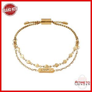 Adjustable Cable Chain Bracelet with Cubic Zirconia, Stainless Steel